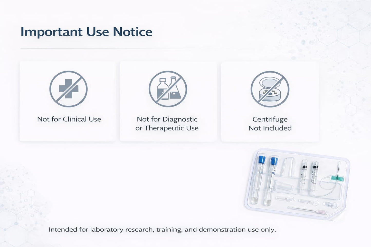 PRP Preparation Training Kit with 2 x 15mL Tubes, Organized Tray and Accessories for Lab Research, Training and Demonstration Use (1)