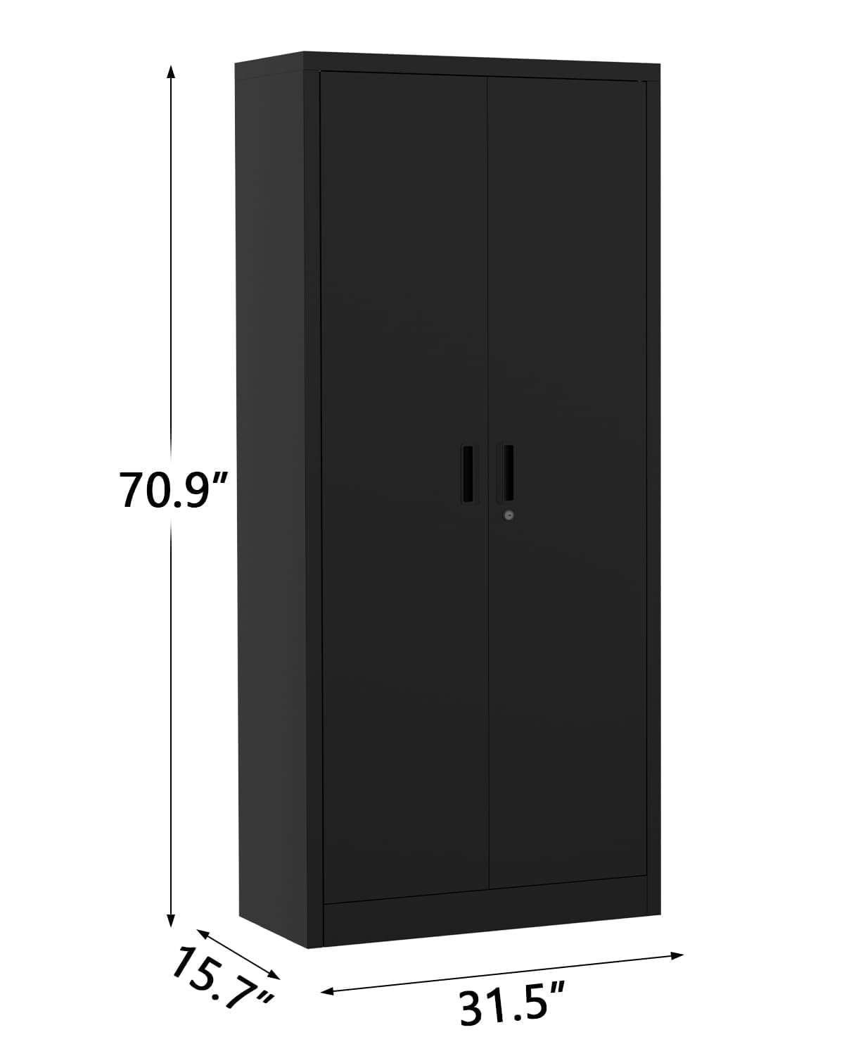 MegaChoice 71" Metal Garage Storage Cabinet with 2 Doors and 4 Adjustable Shelves, Steel Lockable File Cabinet, Locking Tool Cabinets for Pantry, Garage, Office, Shop, Organization, Etc, Black