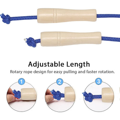 Double Dutch Jump Rope 16 ft 2 Pack, Adjustable Long Skipping Rope with Wooden Handle, Multiplayer Team Jumping Rope for Kids Adults, Long Enough for 5-6 Jumpers