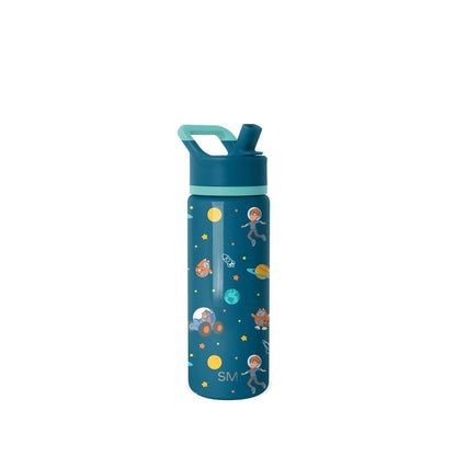 Simple Modern Kids Summit Water Bottle with Straw Lid | Blippi 18oz Stainless Steel Cup Insulated Tumbler for Boys, Girls, School | Blippi Space