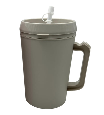 Hospital Insulated Double-Walled Water Pitchers 34 oz capacity With Flexible Straw and Pouring Spout 1 Rose and 1 Grey - (2 Pack)