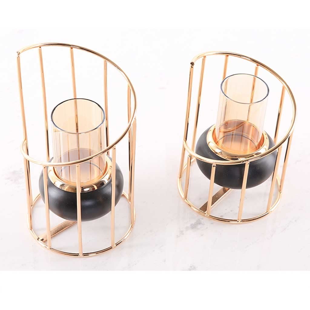Candlestick Holders Gold Metal Candle Holder European Geometric Candlestick Romantic Candle Cup Living Room Home Decoration Wedding Centerpiece Decorative Candle Holders (Size : A)