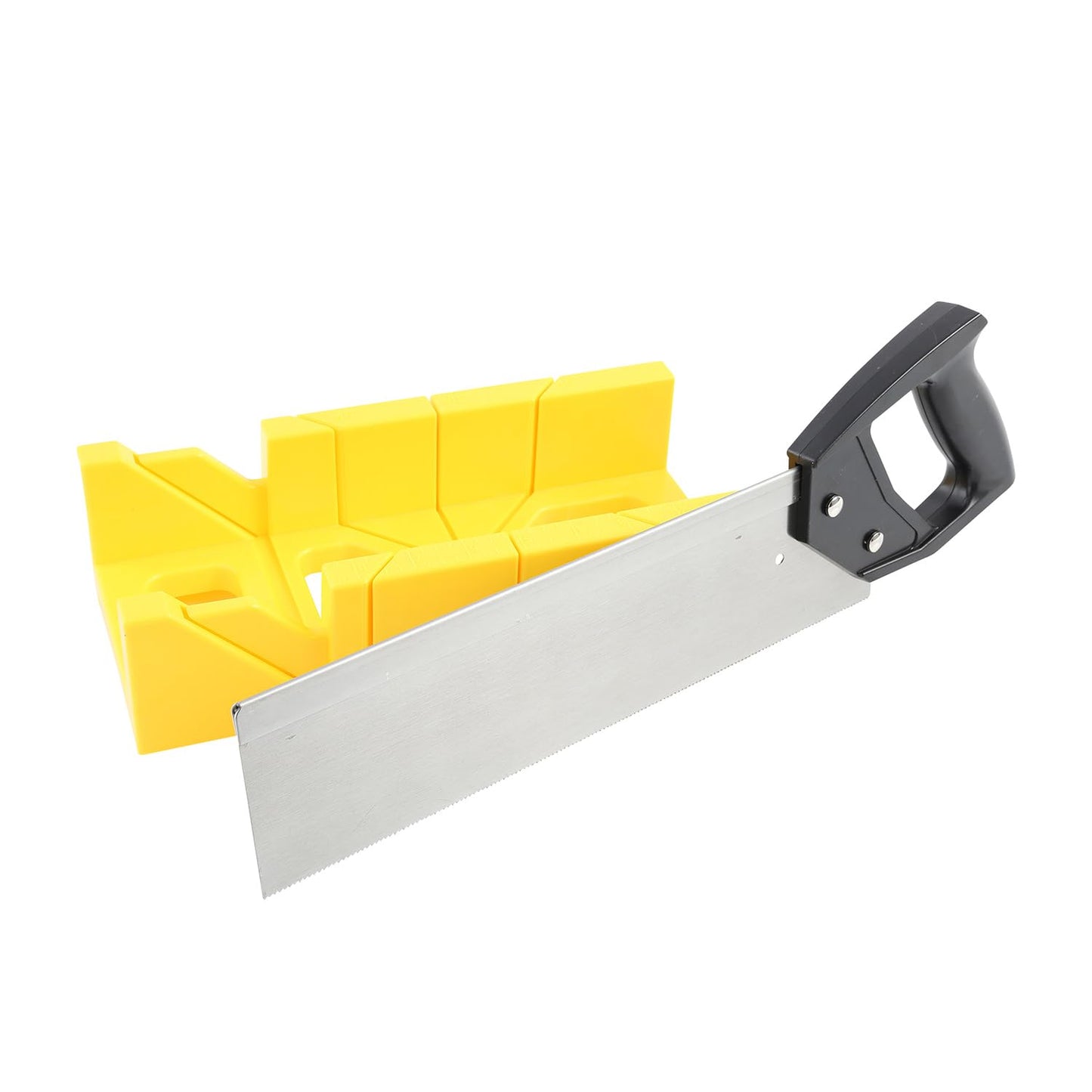 GreatNeck BSB14 Mitre Box and Saw Set, 12 Inch Mitre Box with 14 Inch Back Saw, Precision Cuts for Trim and Molding, Woodworking and Beveled Corner Cuts
