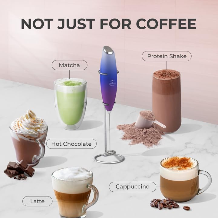 Zulay Kitchen Milk Frother Wand - Ultra-Fast Electric Whisk for Coffee, Lattes & Cappuccino - Includes 4 AA Batteries