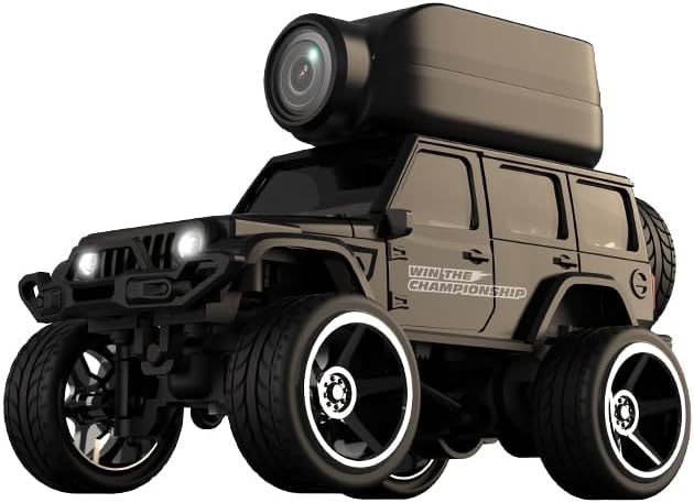 4WD Mini RC Car 1:64 with Camera Full-Scale 2.4G Remote Control FPV Crawler Car Desktop Off-Road Vehicle Indoor Racing Model - Black /KF32