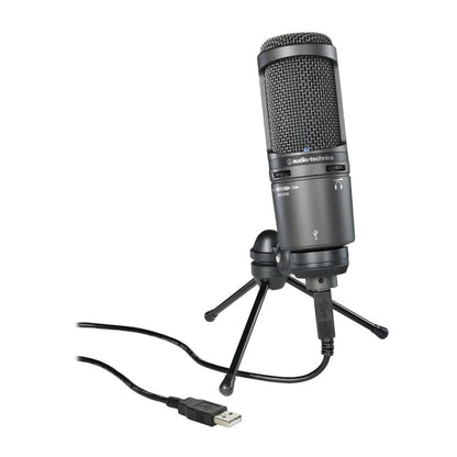 Audio-Technica AT2020USB+ Cardioid Condenser USB Microphone, with Built-in Headphone Jack & Volume Control, Perfect for Content Creators (Black)