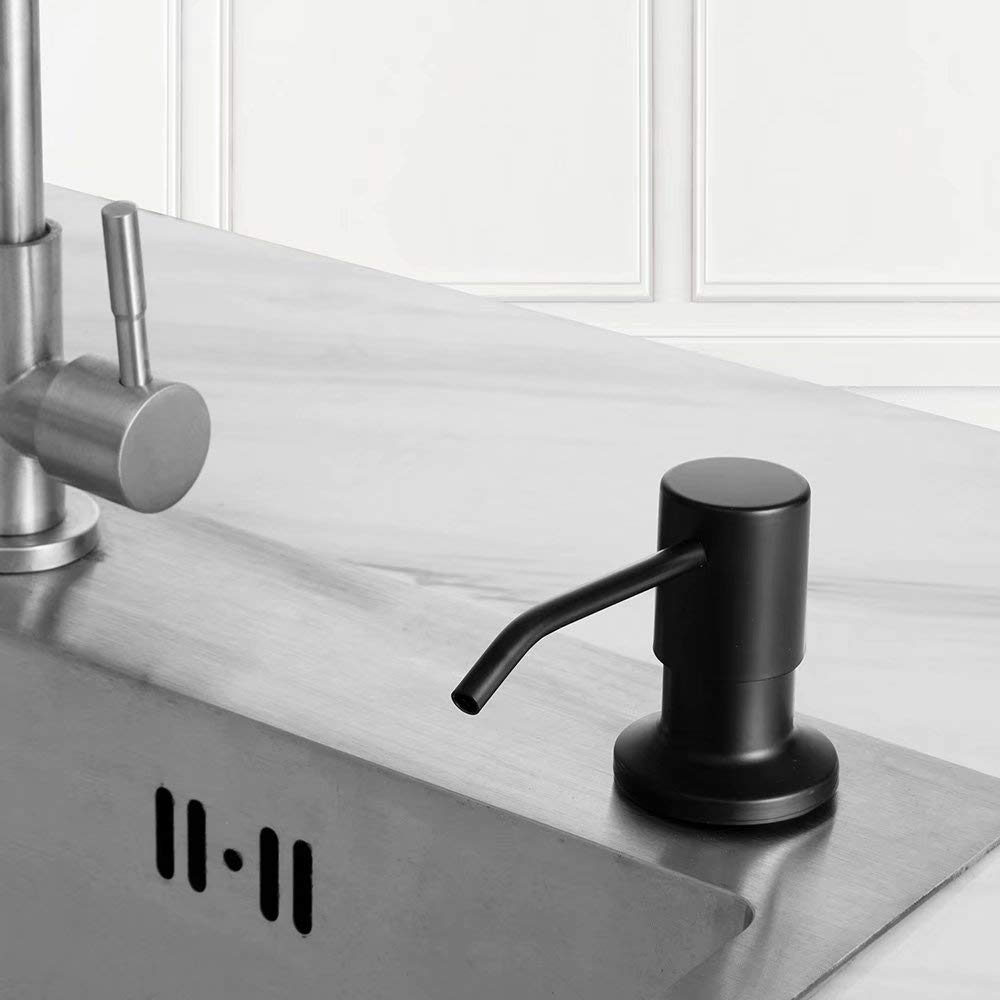 Soap Dispenser for Kitchen Sink, Built in Sink Soap Dispenser Lotion Dispenser with 17 Ounce Bottle, Stainless Steel Sink soap Dispenser, Brushed Nickel