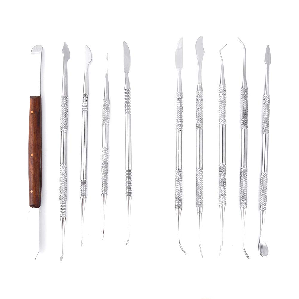 LVCHEN Wax Carving Tools - 10PCS Stainless Steel Wax Carvers Set Sculpture Chisel Tools Double-Ended Pottery and Polymer Clay Tools and Carrying Case