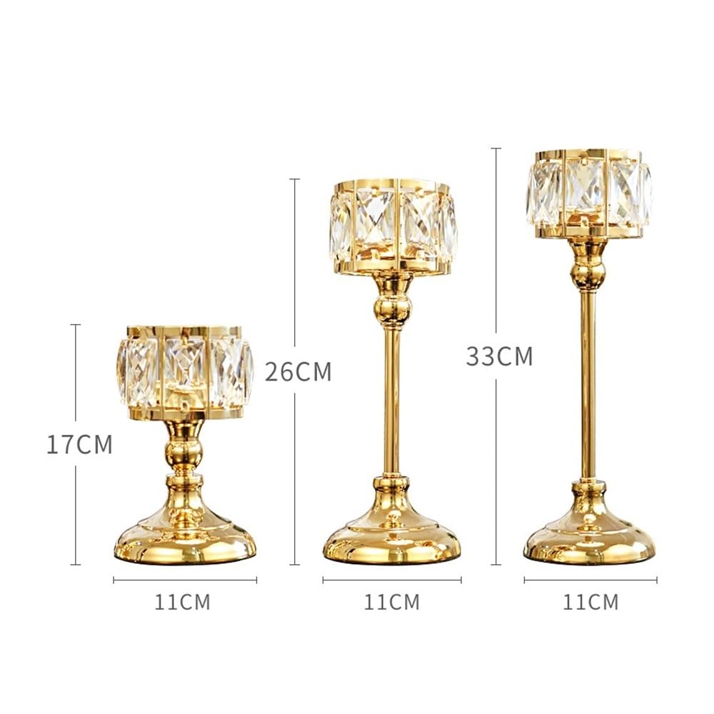 Candlestick Holders 3 Pcs Simple Iron Glass Candlestick Modern Table Decoration Ornaments Candle Holder Candle Holders(Gold)