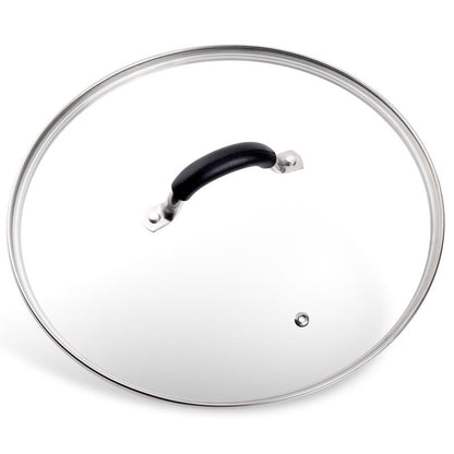 12 Inch Tempered Glass Lid for Lodge 12" Cast Iron Skillets & 7QT Dutch Ovens - Pre-Assembled Riveted Handle with Heat-Resistant Silicone Cover,Steam Vent Hole Design