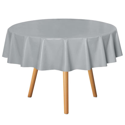 sancua 100% Waterproof Rectangle PVC Tablecloth - 54 x 78 Inch - Oil Proof Spill Proof Vinyl Table Cloth, Wipe Clean Table Cover for Dining Tables, Buffet Parties and Camping, Silver Grey