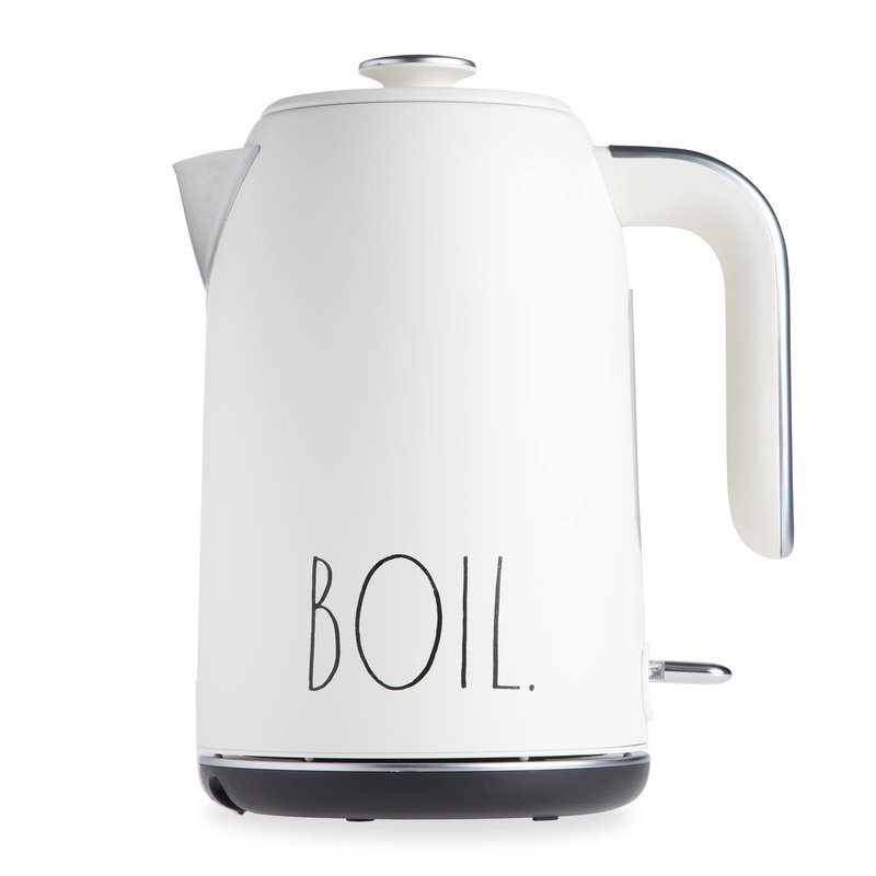 Rae Dunn Electric Hot Water Kettle - Stainless Steel Coffee Maker, Tea Kettle, Swivel Base, With Automatic Shut Off Boil-Dry Protection, Easy Pour Pitcher, 1500 Watt Boiling Power, 1.7 Liters, Cream