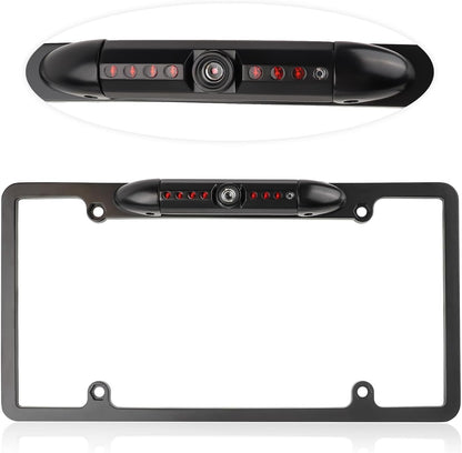 License Plate Backup Camera,HD Night Vision Reverse Camera with 8 LED,170°Wide Angle IP67 Waterproof Rear View Camera,Heavy Duty Reverse Camera Car Accessories Fits US License Plates