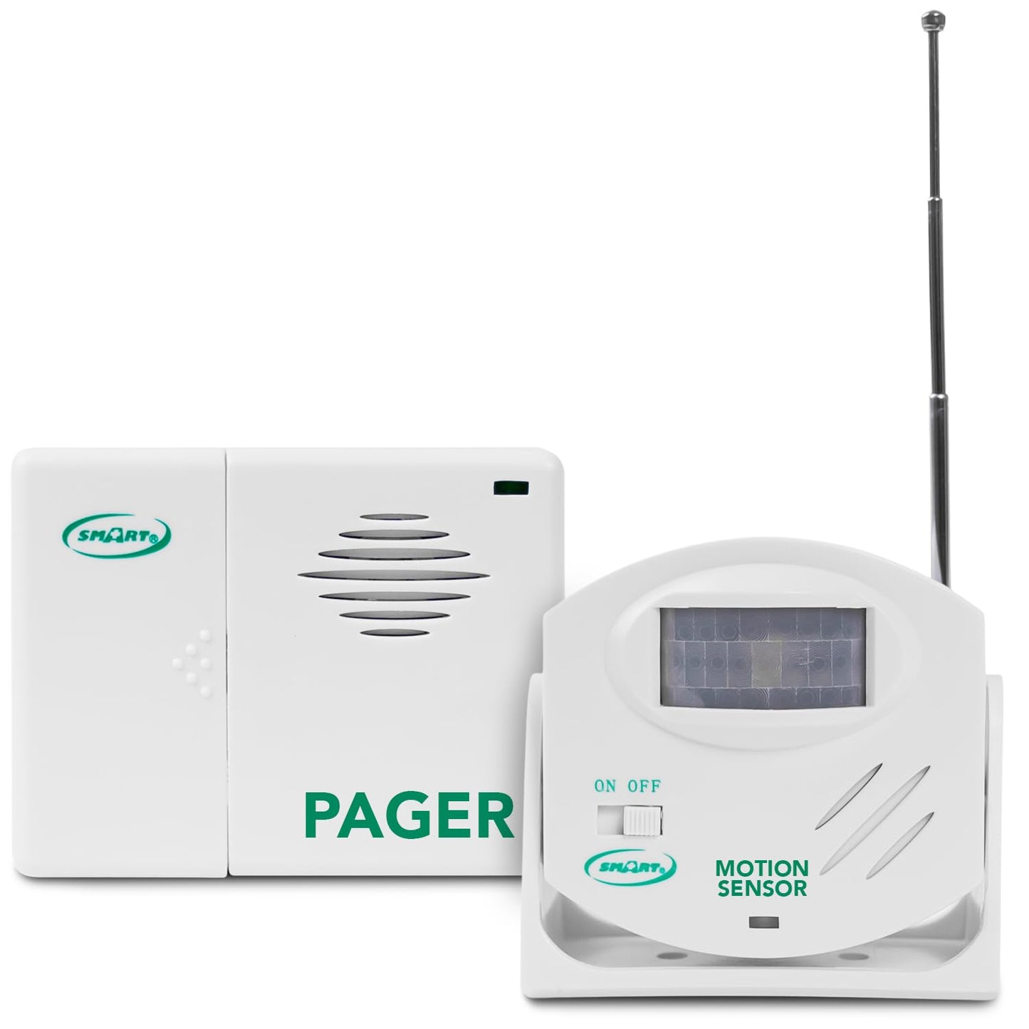 Smart Caregiver Wireless Motion Sensor Alarm System with Pager for Fall and Wandering Prevention | Mountable Motion Detector Alarm Alerts Medical Caregiver with Up to 300' Range | Bed or Door Movement