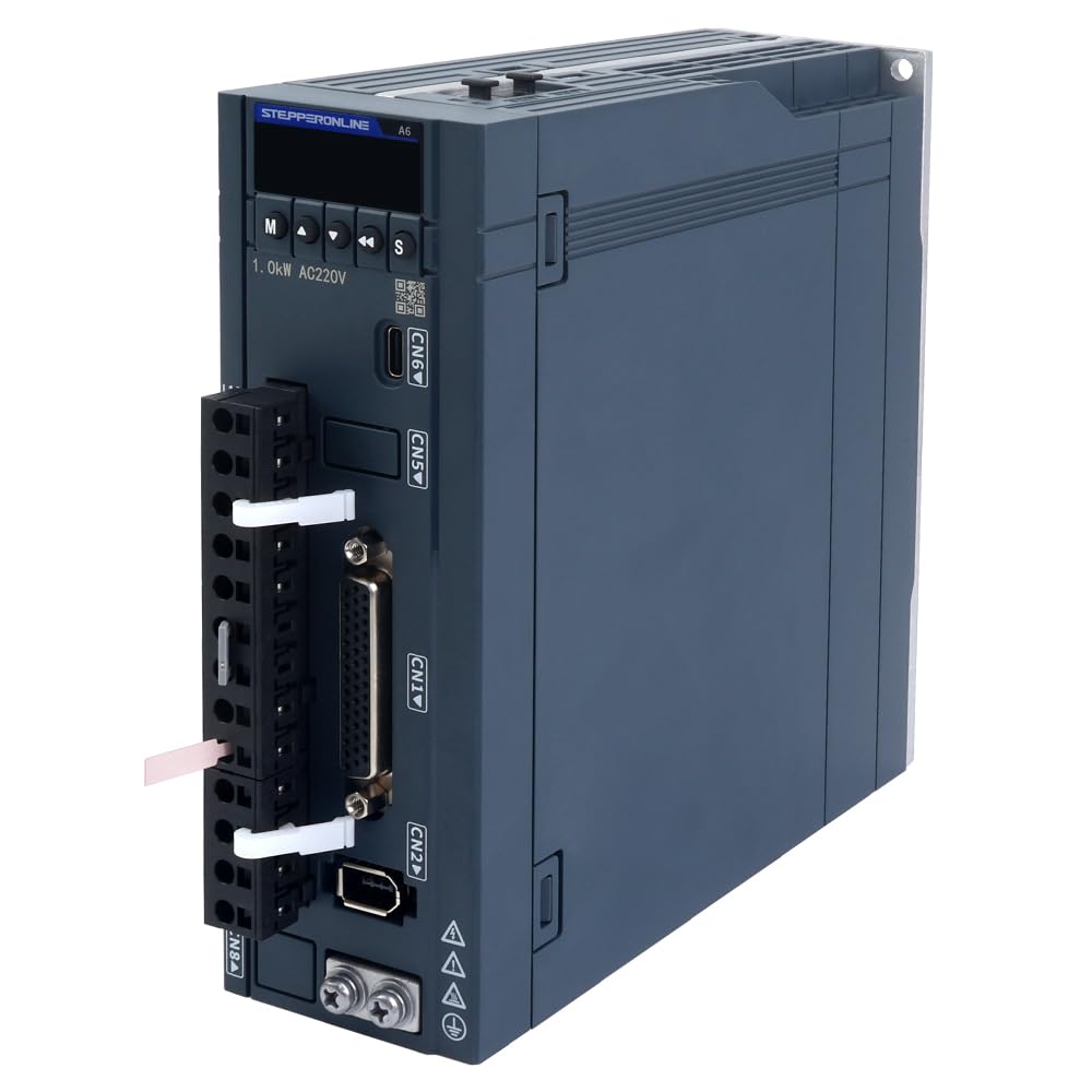 STEPPERONLINE AC Servo Motor kit A6 Series 1000W Servo Motor 3000rpm 3.18Nm with Brake 17 Bit Absolute Encoder IP67 + 1000W Impuls/RS485/analoger AC Servo Motor Driver+ 3.0M Cabels
