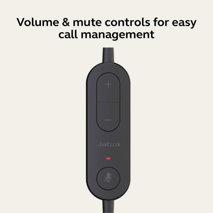 Jabra Evolve 10 Wired Headset with Noise-Cancelling Microphone for PC/Laptop Use, Easy USB-A Setup, TCO Certified, Lightweight Design, Inline Call/Volume Controls for Online Meetings, Black