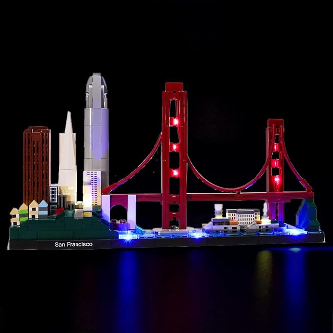 Upgraded Version USB Light Kit for Architecture Skyline Collection San Francisco Golden Gate Bridge - Compatible with Lego 21043 Bricks Model (Model Set Not Included)