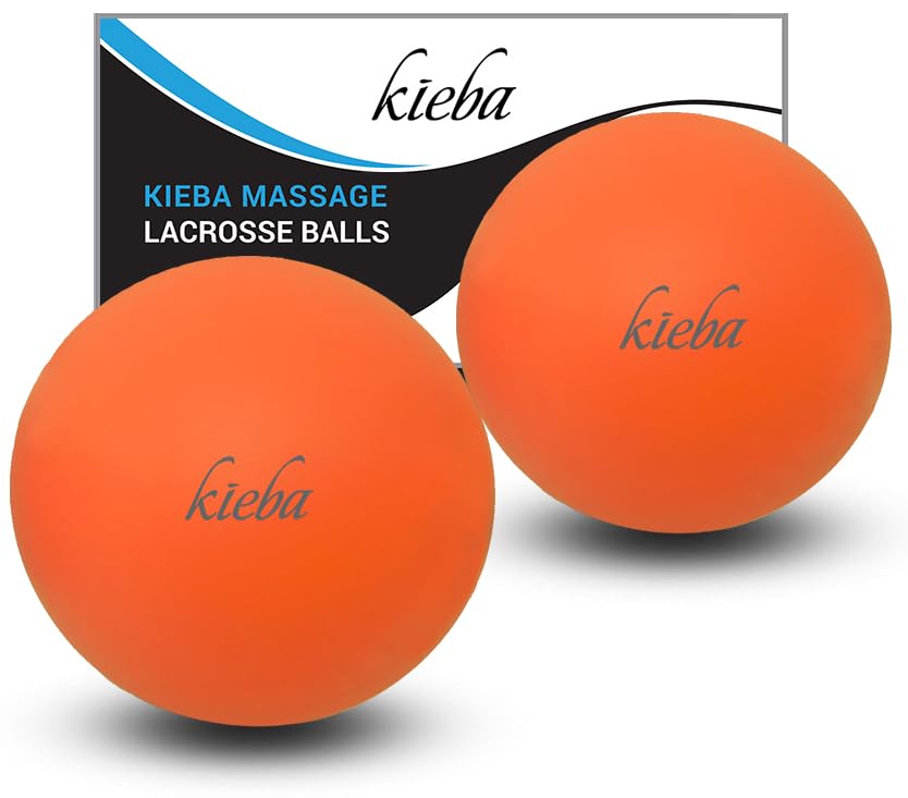 Massage Lacrosse Balls for Myofascial Release, Trigger Point Therapy, Muscle Knots, and Yoga Therapy. Set of 2 Firm Balls (Blue and Red)