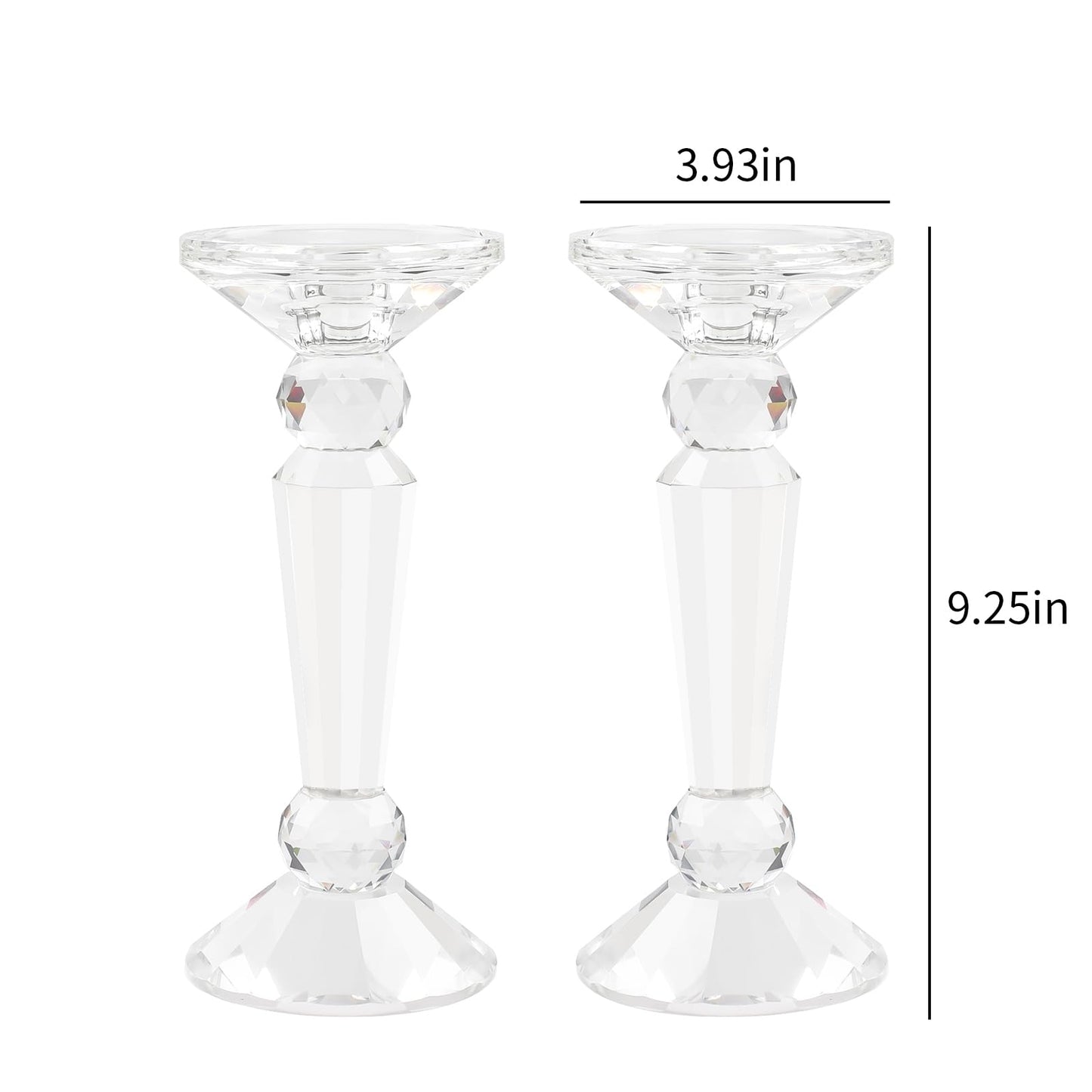 Marvala Crystal Taper Candle Holders Set, Clear Dual-Sided 2-in-1 Candlesticks for Taper and Pillar Candles, Elegant Wedding Table, Wedding, Christmas, Home Holiday Decor (Set of 2-S)