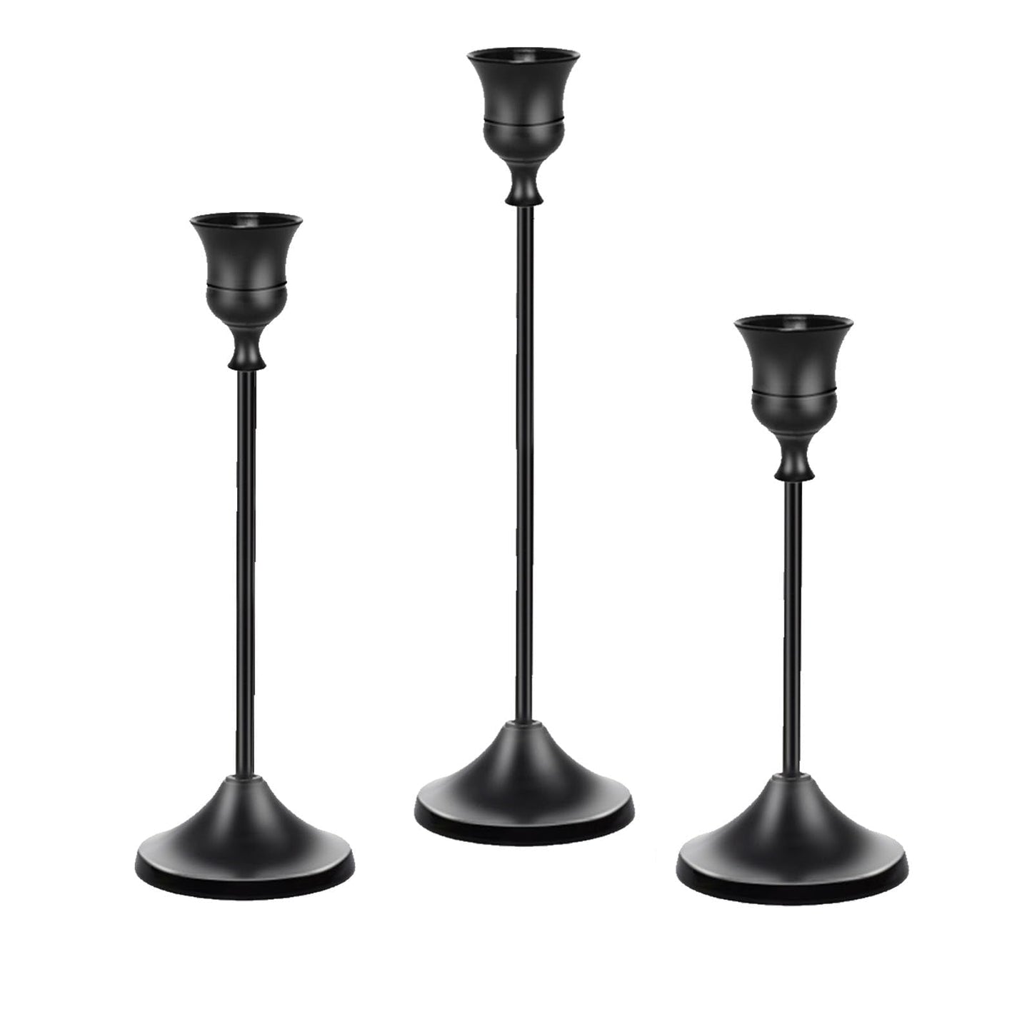 Bryzont Matte Black Candlestick Holders Metal Taper Candle Holders Modern Candle Stick Holder Set of 3 for Candlesticks, Farmhouse Home Decor, Dinning Table, Fireplace Mantel, Party