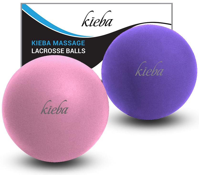 Massage Lacrosse Balls for Myofascial Release, Trigger Point Therapy, Muscle Knots, and Yoga Therapy. Set of 2 Firm Balls (Blue and Red)