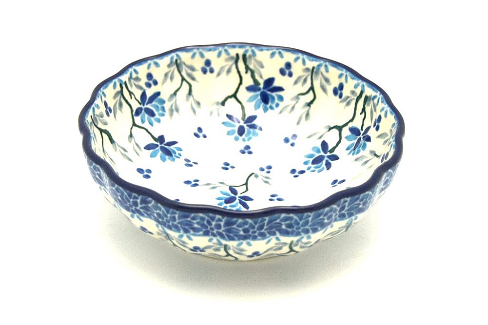 Polish Pottery Bowl - Shallow Scalloped - Small - Clover Field
