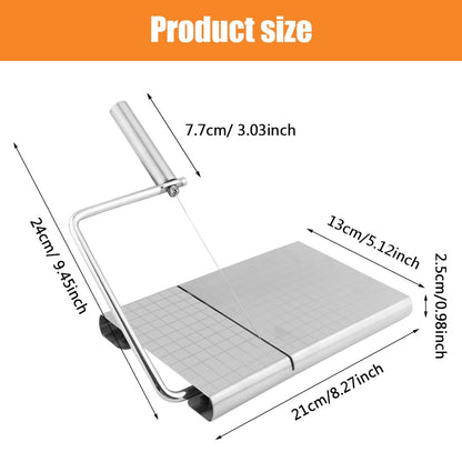 homfanseec Stainless Steel Cheese Slicer Cutter, Cheese Slicer with Wire, Adjustable Cheese Cutter Board with 6 Replacement Wires, for Cutting Cheese Butter Vegetables Sausage(silver)