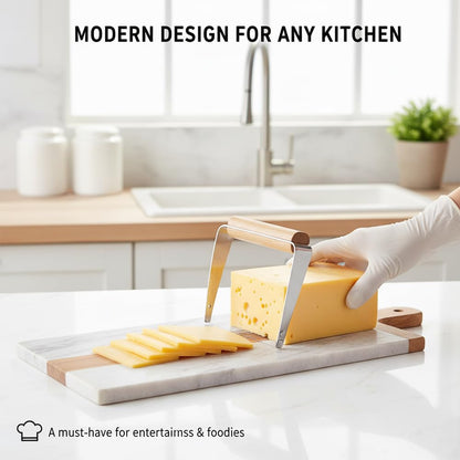 2 Pack Cheese Slicer - Stainless Steel Wire Cheese Slicer with Wooden Handle,Cheese Cutter Wire Board for Hard and Block Cheese,Manual Cheese Slicer,Cheese Cutting Board with Wire Cutter