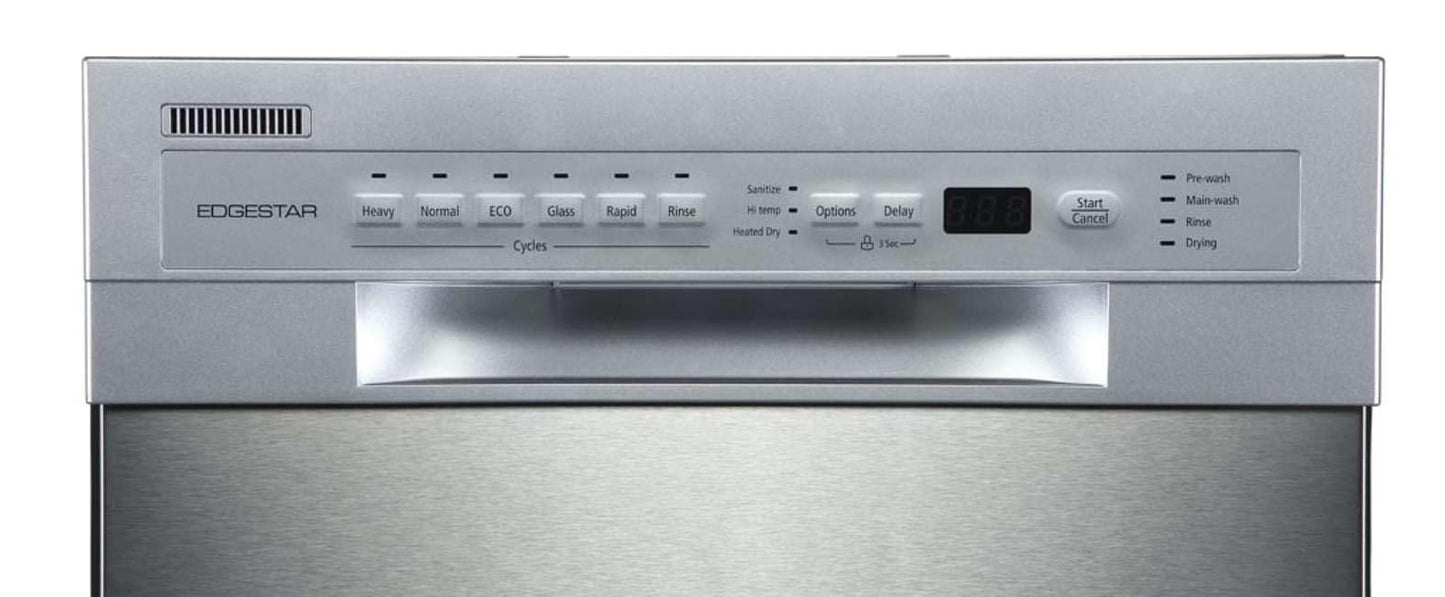 EdgeStar BIDW1802BL 18 Inch Wide 8 Place Setting Built-In Dishwasher