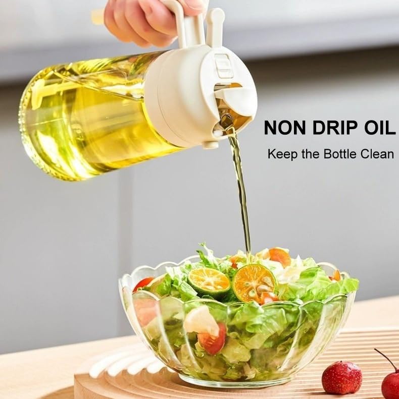Oil Dispenser Bottle Glass Olive Oil Sprayer 2 Pcs: 2 in 1 Olive Oil Dispenser Bottle, Premium Oil Sprayer for Cooking, Glass Oil Spray Bottle for Air Fryer Salad BBQ Baking-470ml