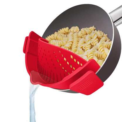 YEVIOR Clip on Strainer for All Pots Pan,Silicone Pasta Strainer Kitchen Gadgets,Collapsible Colander for Noodle,Vegetables,Fruit,Spaghetti (Grey)