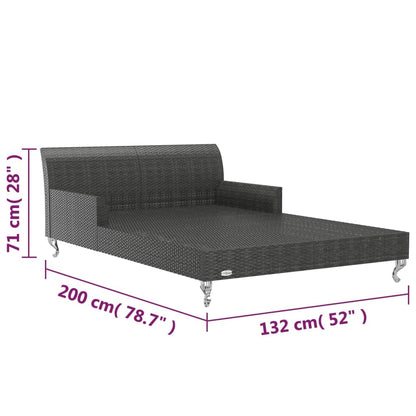 HGKMBRY 2 Person Sun Lounger with Cushions, Garden Sun Bed for Two in Black Rattan with Cream White Cushions for Patio and Outdoor Relaxation
