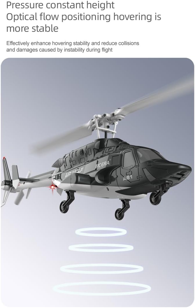 RC ERA A61 RC Helicopter with One-Key Takeoff/Landing 1/52 Scale Air-Wolf Single Rotor 2.4G 4CH Heli Aircraft Altitude Hold Optical Flow Positioning for Adults &amp Hobbyists