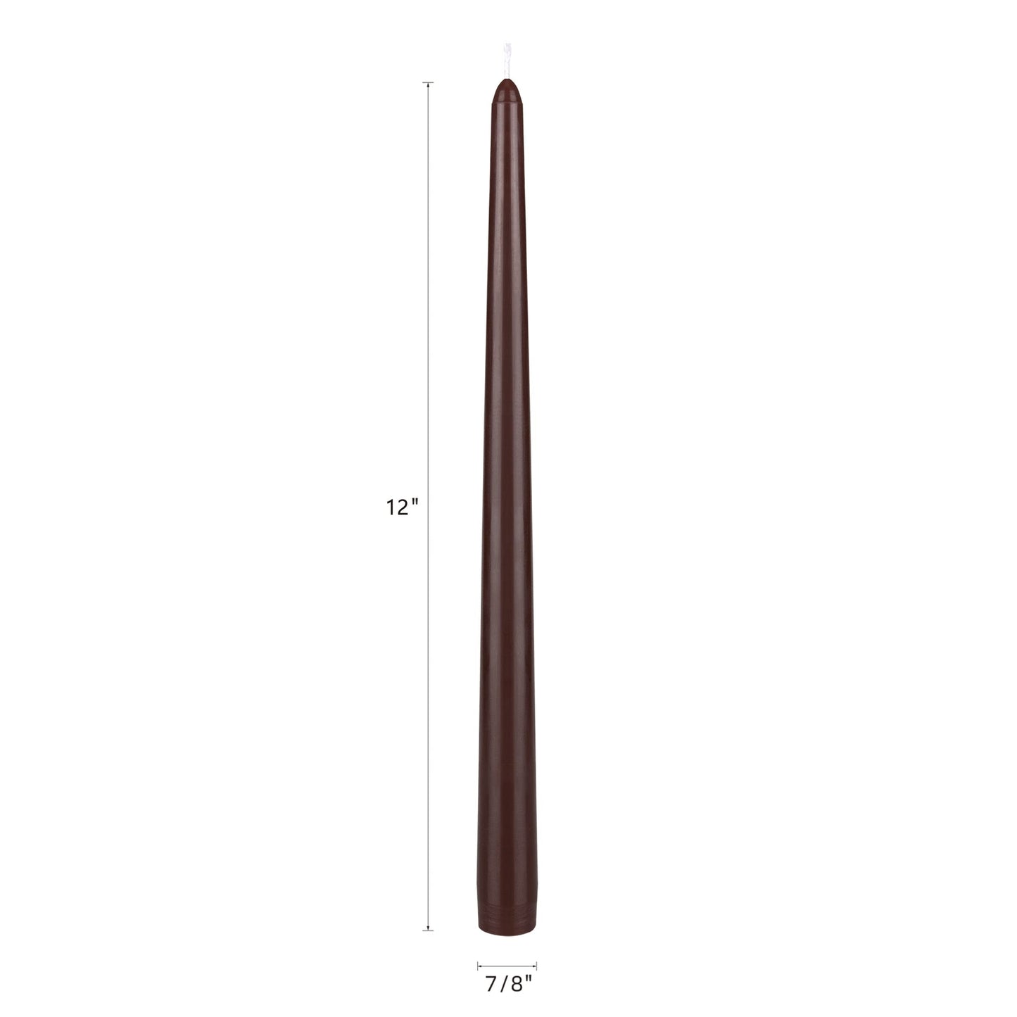 Mega Candles 12 pcs Unscented Brown Taper Candles, Hand Poured Wax Candle 12 Inch x 7/8 Inch, Home Décor, Wedding Receptions, Centerpieces, Occasions, Events, Romantic Dinners, Prayer, Holders