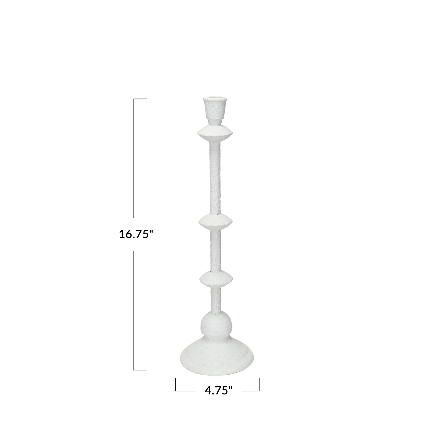 Creative Co-Op Tall Metal Taper Candle Holder in Sand Finish, Antique White