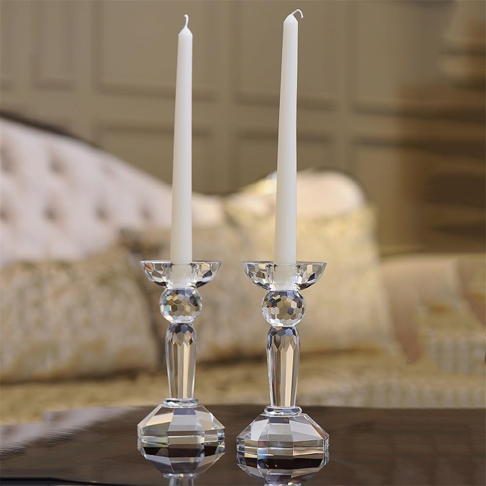 Candlestick Holders Creative Crystal Candlestick Elegant Candle Holder Centerpiece for Wedding, Church, Halloween, Dining, Home Decor Candle Holders(Large)