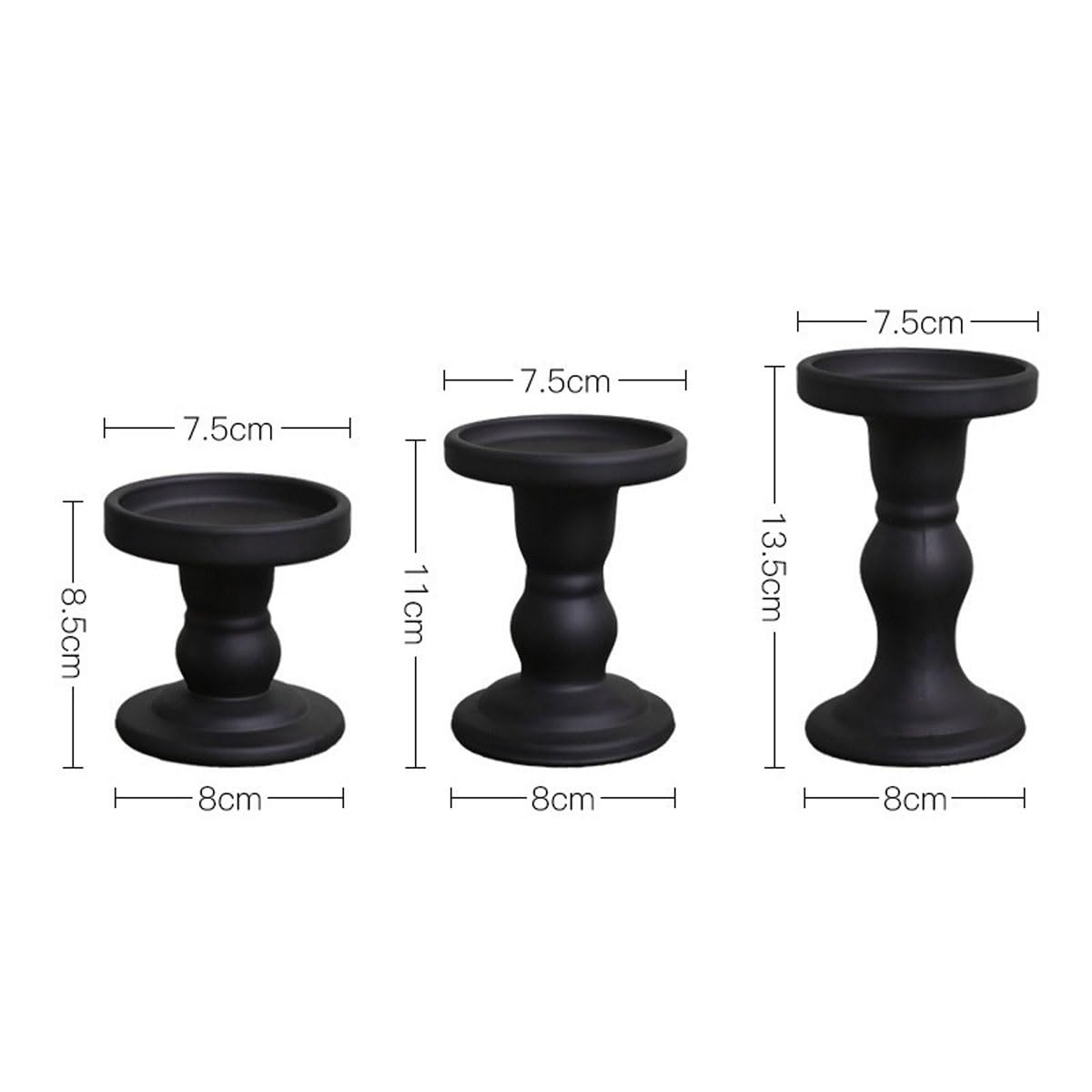 Candlestick Holders Black Candlestick Dining Table Atmosphere Decoration Ornament Candle Holder Candle Holders(Medium)