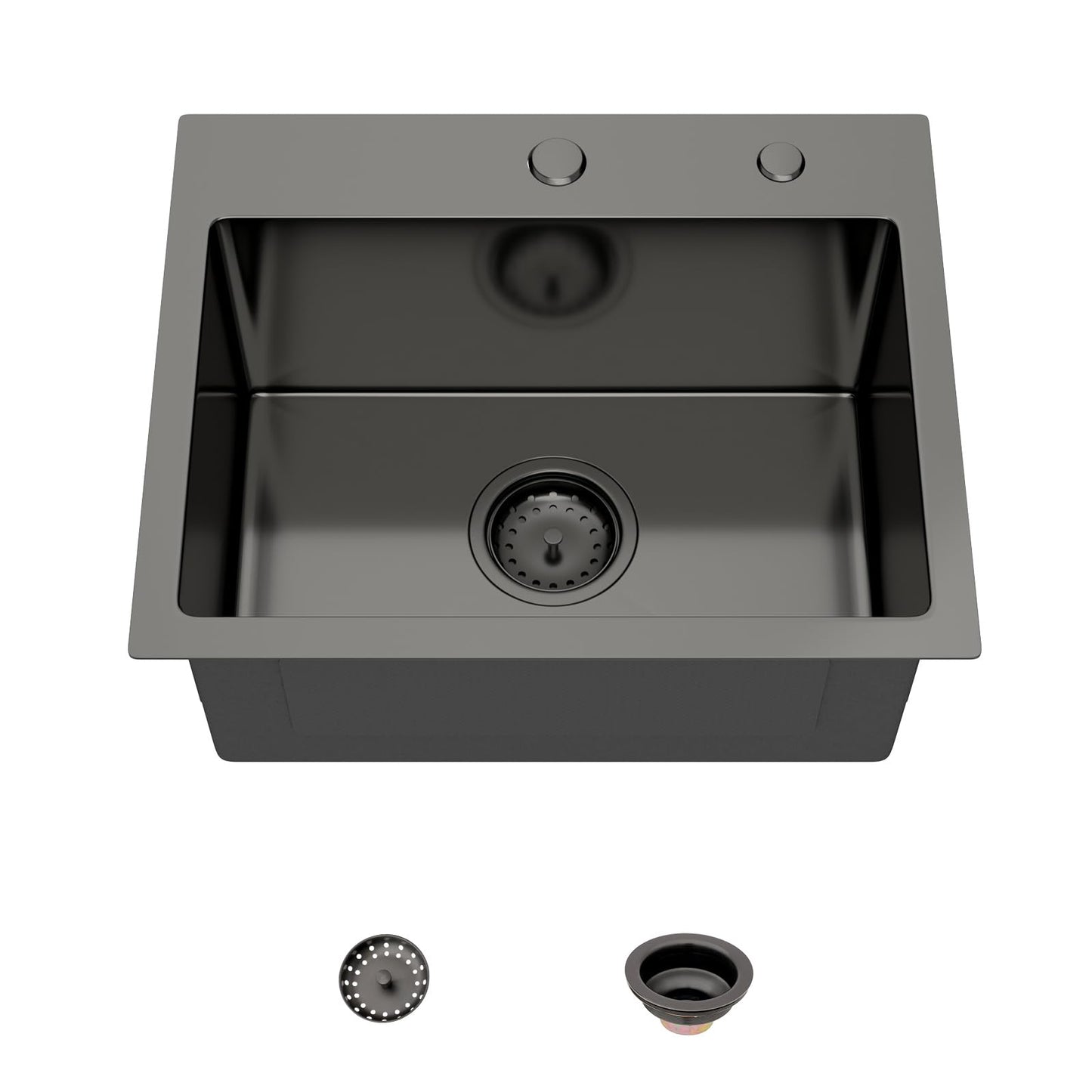 Mocoloo 20 Inch Gunmetal Black Drop in Bar Sink - 20" x 16" Small Kitchen Sink T304 Stainless Steel Handmade Single Bowl Round Corner Topmount Wet Bar Sink for Kitchen Prep & RV