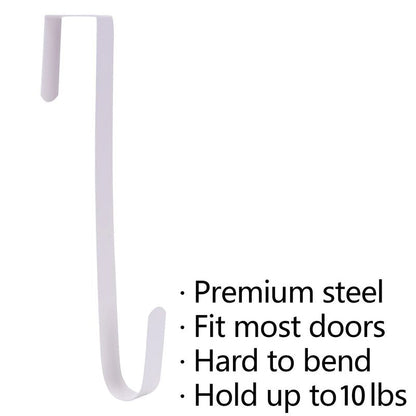 Sattiyrch 12" Wreath Hanger for Front Door,Steel Over The Door Hanger Hook,Wreath Door Hanger (White,4)