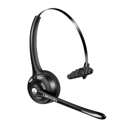 TECKNET Bluetooth Headset, Wireless Headset with Noise Canceling Microphone for Trucker, On-Ear Bluetooth Headphone with Mute Mic for Work