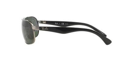 Ray-Ban RB3492 Rectangular Sunglasses, Gunmetal/CRYstal Green Polarized, 62 mm
