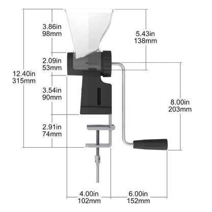 Kitchen Crop Hand Crank Grain Mill Wheat Flour Grinder, Stainless Steel Metal Burrs (The Grain Mill)