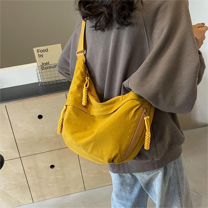 Nylon Crescent Crossbody Bag for Women Shoulder Tote Handbag Casual Sling Bag Dumpling Purse Bag for Outdoor Travel