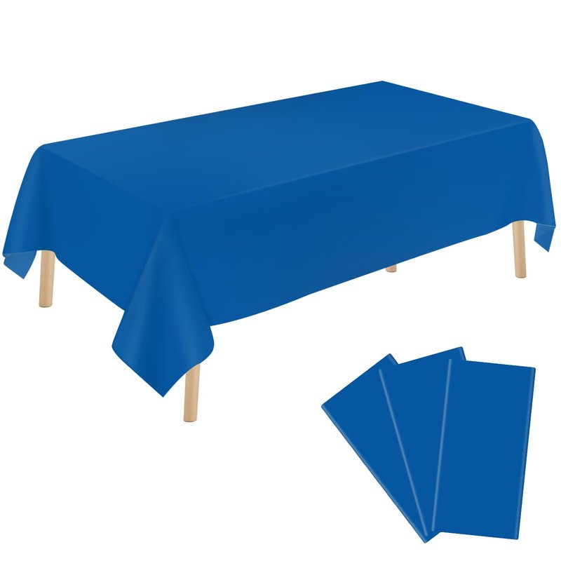 YSYJ 3 Pack Royal Blue Plastic Tablecloth Disposable Rectangular Table Cloth 54 x 108 Inch Table Cover for Parties