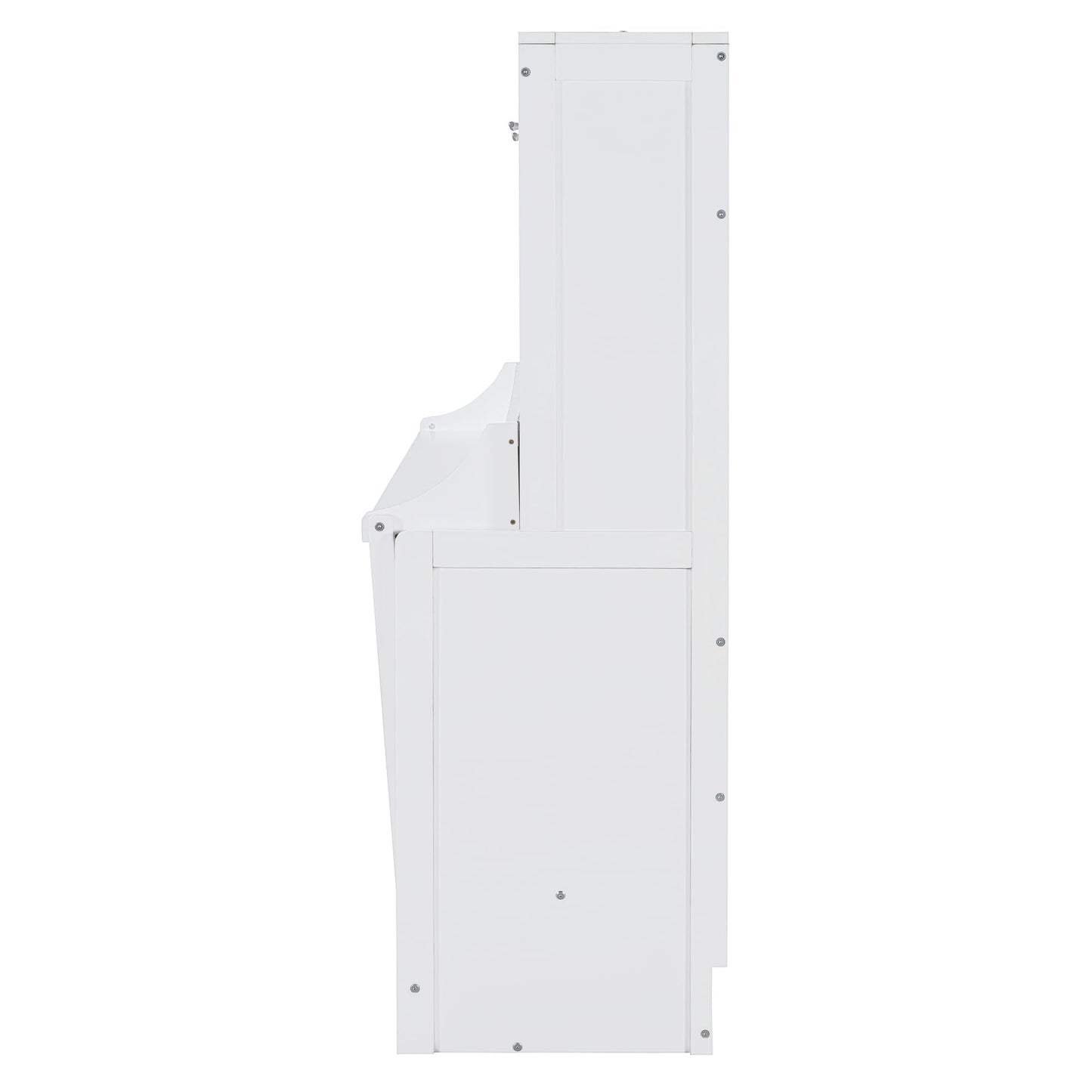 Ball & Cast Horizontal Murphy Bed Queen Size,Hidden Folding Wall Bed Frame with Hydraulic Lift&Desk,Wood Cabinet Platform Bed can be Folded into Desk,Space Saving for Bedroom,Guest Room,White