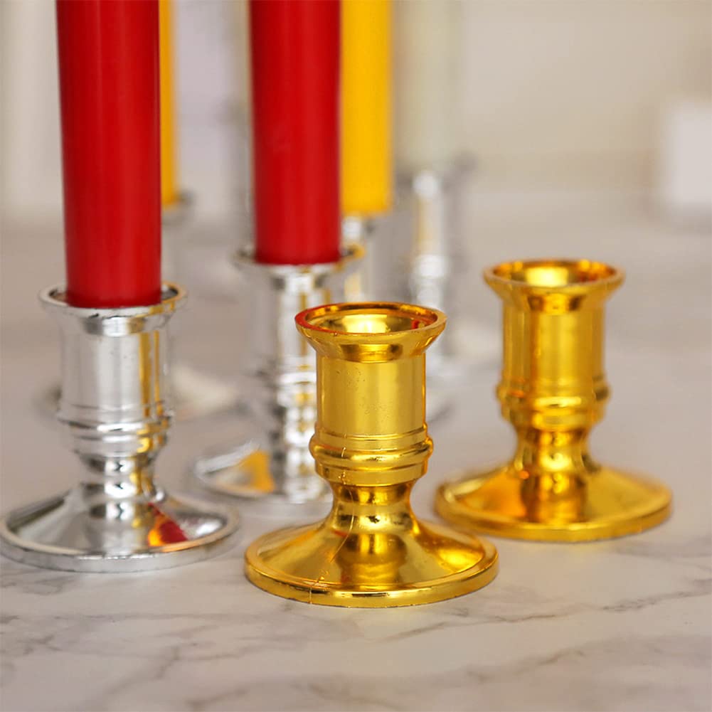 CALIDAKA 20pcs Taper Candle Holders - Gold/Silver Pillar Candle Stand for Table Centerpiece, Wedding, Party Festival Decor
