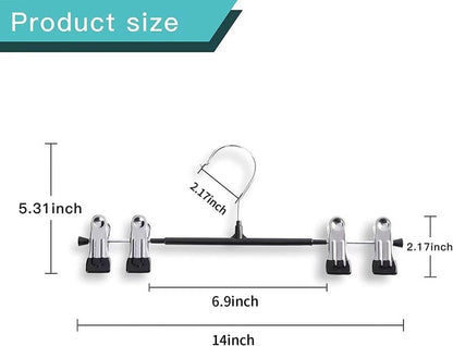 HWAJAN 14Inch 50PACK Pants Hangers with Clips Adjustable Skirt Hangers for Women Black Metal Non-Slip Trousers Hanger Heavy Duty Space Saving Clothes Hangers for Shorts,Jeans