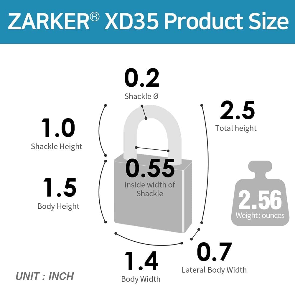 Zarker XD35 Combination Lock, 3-Digit Padlock for School, Gym, Sports Locker Lock, Fence, Toolbox, Case, Outdoor, Hasp Storage (1-Pack, Emerald)