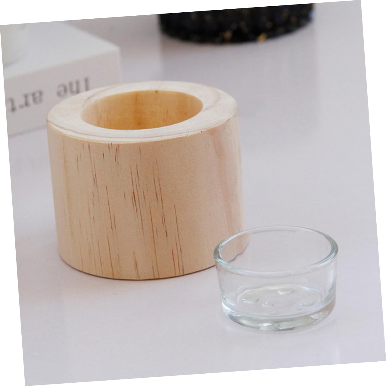 STOBAZA 3pcs Wooden Candle Holder Set Rustic Style Table Candlestick Holders for Dinner Romantic Decor for Weddings Anniversaries Valentine Day and Home Use