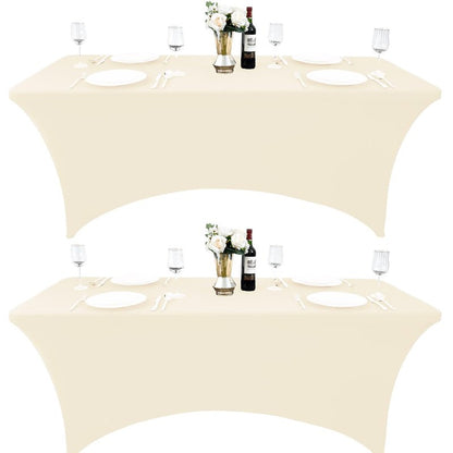 ZarzaaSik 10-Pack 6ft Spandex Table Covers for Rectangle Standard Folding Tables - Wrinkle Resistant Stretch Tablecloths - Ultimate Fitted Table Protector for Parties, Banquet, Wedding